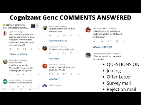 Cognizant Genc Survey Mail CIS or PAT ? comments, Queries | All answered | Doubt solving | Genc