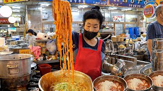 韓国市場でベスト5のヌードルマスター!! 最高のおいしい麺 - 韓国の屋台の食べ物