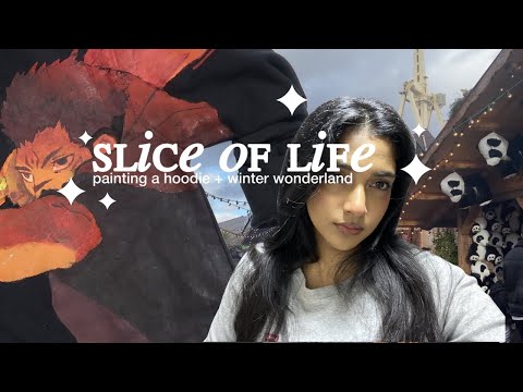 SLICE OF LIFE ✰ [⛄☁️🤞🏻]  - painting a JJK hoodie, WINTERWONDERLAND for the first time !