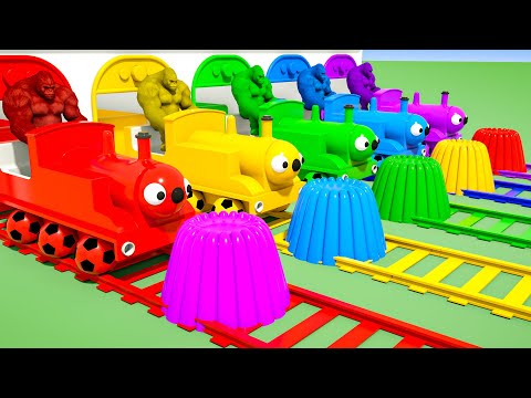 Five Little Monkeys Song | Train Choo Choo, Colorful trains | Baby Nursery Rhymes & Kids Songs