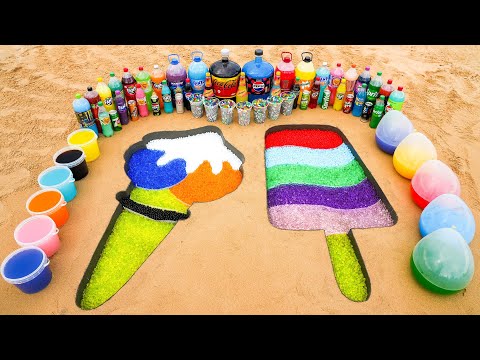 How to make Rainbow Ice Creams with Orbeez, Big Pepsi, Coca Cola, Fanta vs Mentos & Popular Sodas