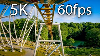 Pantheon front seat on-ride 5K POV @60fps Busch Gardens Williamsburg