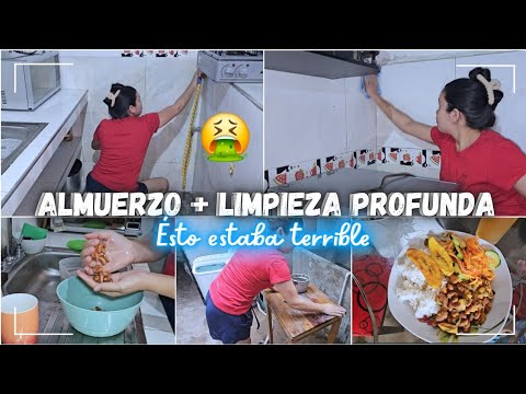 ✅️ LIMPIEZA PROFUNDA  EN MI COCINA 🥵 MUCHA SUCIEDAD Y GRASA 😥 HICE ALMUERZO/ quedo delicioso