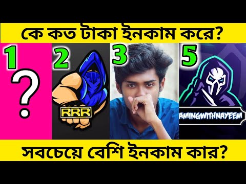 Bangladeshi top 5 gaming channel income in YouTube| mr triple r | itz kabbo | nadiya ff | nayeemalam