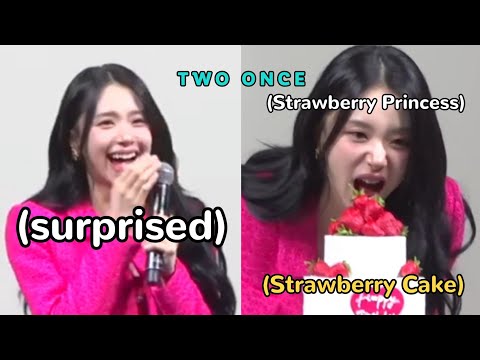 chaeyoung's cute reaction to cipicipi's strawberry birthday cake surprise