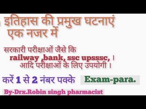 इतिहास की प्रमुख घटनाएं एक नजर में|कौन, कब,कंहा पर क्या हुआ प्रमुख युद्धHistory cover in one sight |