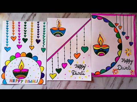 3 Easy & Beautiful Happy Diwali greeting cards| Diwali card Easy |DIY_Happy Diwali greeting cards