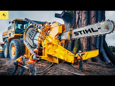 Unbelievable Chainsaw Machines Cutting Giant Trees | Monster Excavator Stump Removal in Action #67