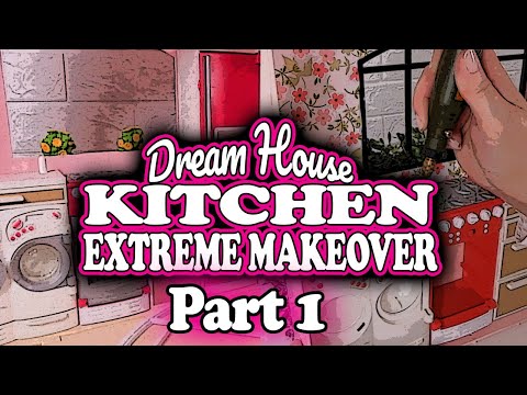 Vintage Barbie Doll Three Storey Dream House Extreme Kitchen Makeover PART 1