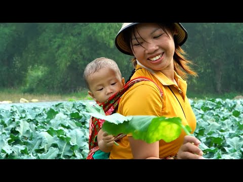 The single mother makes sticky rice, builds barns and eats warm meals with her family.