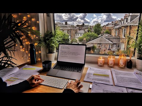 4 HOUR STUDY WITH ME | Background noise, 10 min Break, No music, Study with Merve