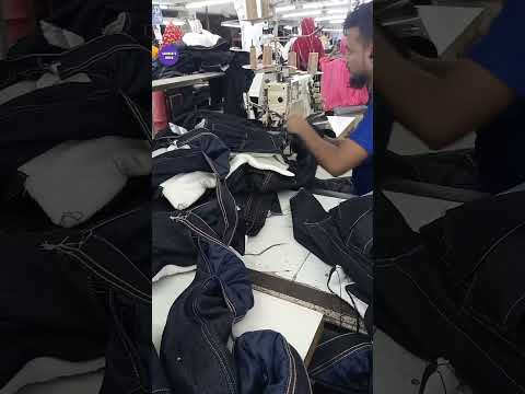 Jeans sewing process.