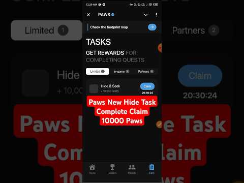 Paws New Hide Task Complete Claim 10000 paws #pawsnewtaskcomplete #pawsnewupdate