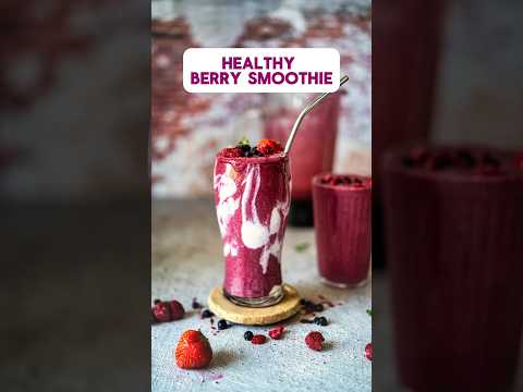 Healthy & High Protein Berry Smoothie 😍 #healthyrecipes  #smoothie  #asmr  #shortsvideo