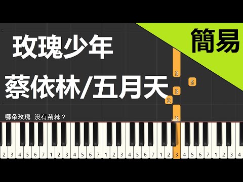 玫瑰少年 蔡依林/五月天  鋼琴教學 簡易單手版