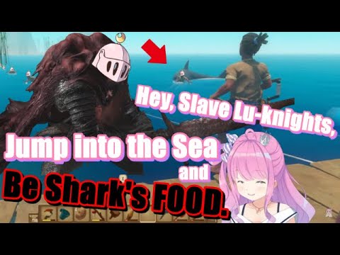 Lu-knights "willingly" go jump into the sea for being shark food. [Hololive/EN Sub][#姫森ルーナ][Raft]