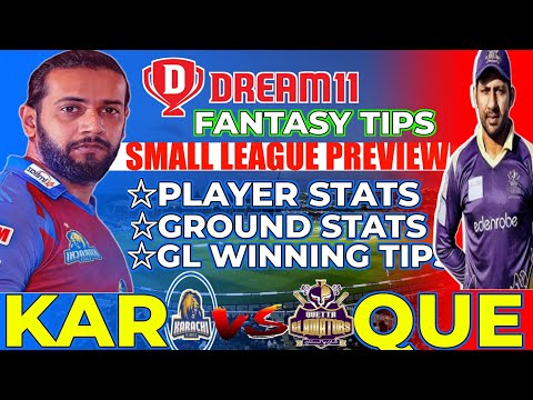 KAR vs QUE Dream11|KAR vs QUE Dream11 Team Prediction|KAR vs QUE Dream11 Team| ||Today