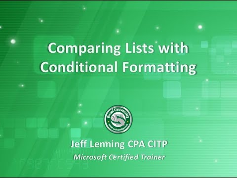 Comparing Lists with Conditional Formatting