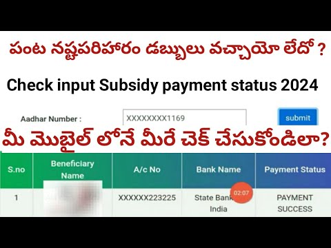 how to check input subsidy in ap 2024 || ap input subsidy 2024 status #connectingchandra.