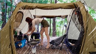 Solo camping in heavy rain - sudden heavy rain tent , relaxing , ASMR