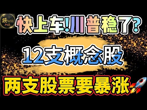 美股投资｜巴菲特重仓!12支川普概念股.这两支明天要暴涨?川普当选利好的美股板块.马斯克和特斯拉TSLA最大赢家即将暴涨?｜美股趋势分析｜美股期权交易｜美股赚钱｜美股2024