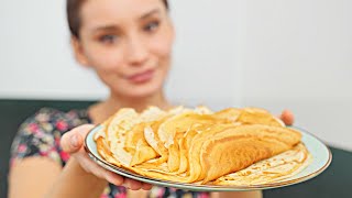 Perfect pancakes! Thin tender pancakes with milk!