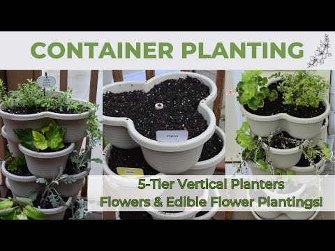 5-Tier Vertical Garden with Flowers & Edible Flowers | Container Planting | Vertical Planter Tips!