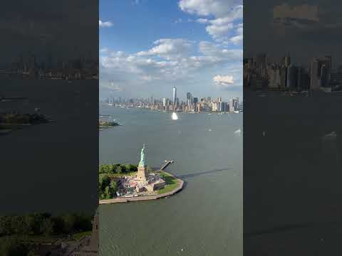 The Statue of Liberty from a BLIMP