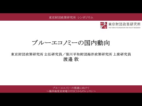 ③報告Ⅱ「ブルーエコノミーの国内動向」渡邉敦氏／「ブルーエコノミーの推進に向けて　～海洋温度差発電（OTEC）からのレッスン～」（東京財団政策研究所オンラインシンポジウム）