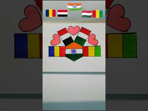 Indian 🇮🇳 Flag Drawing With 🇾🇪🇭🇺🇬🇳🇹🇩 | #shorts #drawing