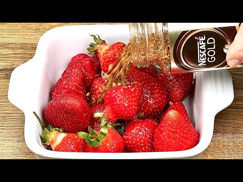 Whisk strawberries with coffee! Dessert in minutes, without baking, flour or eggs!