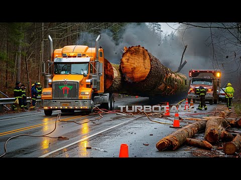 Extreme Logging Trucks | Extreme Dangerous Fastest Big Chainsaw Cutting Tree Machines #8