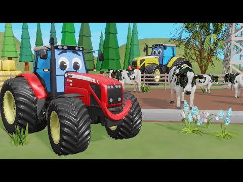 Rufus Tractor & Four heavy Tasks on the Farm - Colorful Animated Farm Full of Agricultural Machines