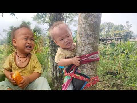 single mother working as a hired laborer to exchange rice