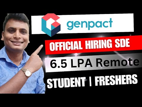 Remote Hiring 6.5 LPA | Internship & Full Time SDE Hiring Genpact | Remote Internship 2024