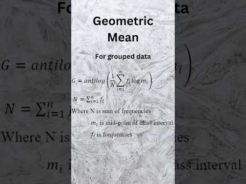 Geometric Mean - Measures of central tendency (Grouped Data) #mean #statistics