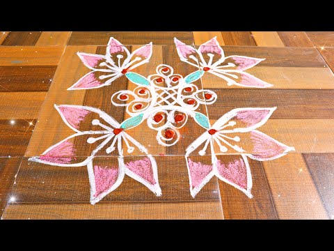 Easy rangoli designs / 4*4 dots Simple muggulu / Latest Rangoli design /daily kolam /easy kolam