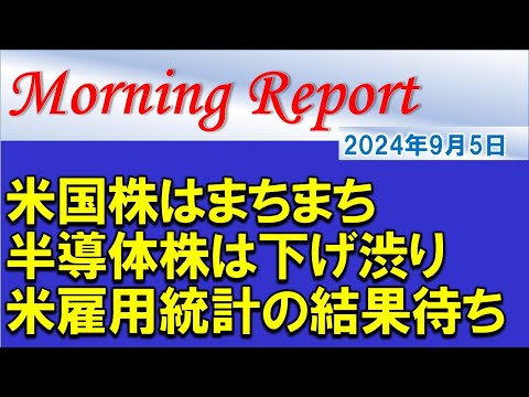 【モーニングレポート】米国株はまちまち！半導体株は下げ渋りの様相！米雇用統計待ち！