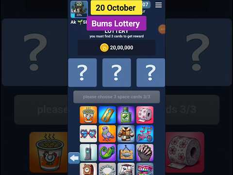 Bums Lottery Combo  | Today 20 September Bums Daily Combo Cards