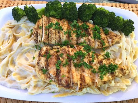 How To Make Fettuccine Alfredo-Grilled Herb Chicken Italian Food Recipes