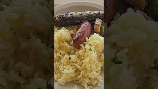 Sausage, fish, salad & fried rice #asmrfood#asmrvideo#food#amazing