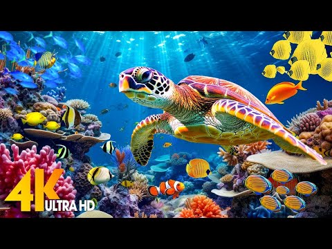 Ocean 4K - Sea Animals for Relaxation, Beautiful Coral Reef Fish in Aquarium(4K Video Ultra HD) #126