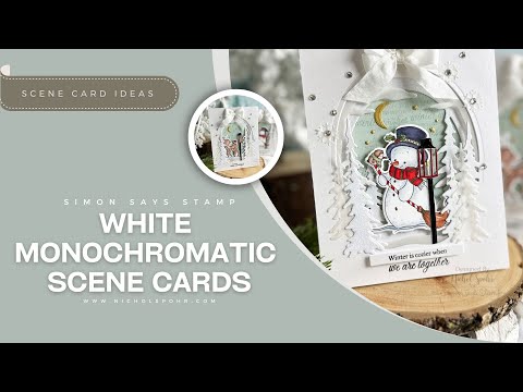 CREATE Your OWN Stunning White Monochromatic Snow Themed Scene Cards!