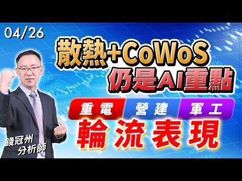 2024/04/26  散熱+CoWoS仍是AI重點重電、營建、軍工輪流表現 錢冠州分析師