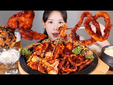 오늘은 화끈하게🔥 치즈불닭 불오징어 불날개 맥주 먹방 Buldak Special [eating show] mukbang korean food