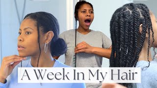 A WEEK IN MY HAIR: Big chop dilemma, length check, plaits wash day, redo hair, and more! [12]