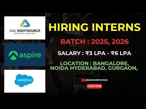 High-Paying Internships in India 2024: Get Hired at AML RightSource, Salesforce, and Aspire!