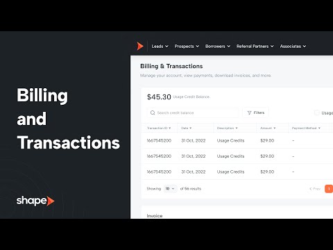 Billing and Transactions within Shape Software