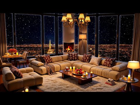 Cozy Paris Apartment with View of The Eiffel Tower 🌃 Ethereal Jazz Saxophone Music for Relax, Sleep