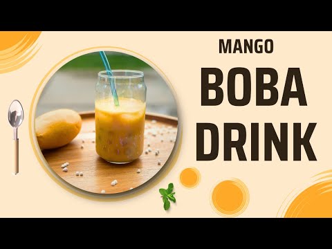 Homemade Mango Bubble Tea/Mango Boba drink with Subudana/Mango Boba Tea